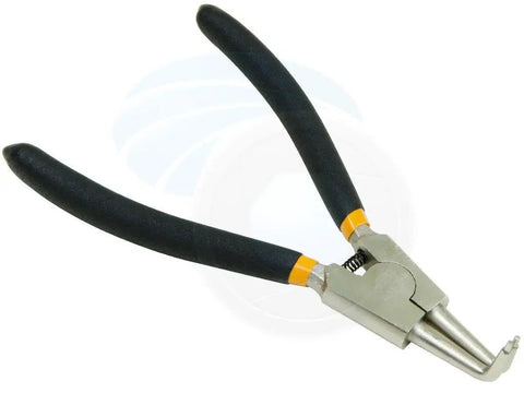Top Shelf Heavy Duty External Retaining Ring C Clip Removal Pliers Featuring Angled Bent Tips For Tight Spots And Confined Workspaces Crafted From Heat Treated Carbon Steel For Hella Tough Grip And Long Haul Reliability