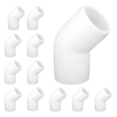 Half Inch PVC Pipe Fittings 45 Degree Elbows Furniture Grade For DIY Shelves Garden Frames White Pack Of 20