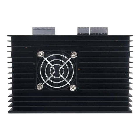 Front view of TE Series Digital Stepper Driver for Nema 34 Motors, 2.4-7.2A, showing cooling fan and connectors, 20-80VAC/30-100VDC.