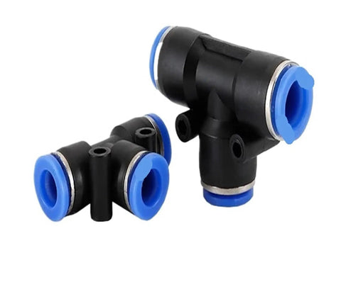 Super Cool 6mm Push Fit Pneumatic Hose Connector Kit With 24 Pieces For Easy Air Line Quick Release And Perfect Precision Fitting Use In Tight Spaces, black blue T fittings