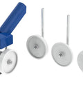 640-4 Backer Rod Insertion Tool Road Model with four depth settings and reinforced resin handle, shown with additional interchangeable parts.