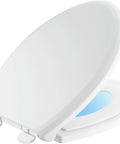 Elongated Nightlight Toilet Seat With Soft Close And Quick Release, Battery Powered Night Light For Bathrooms, Uses Four AA Batteries