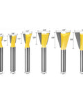 Six Size Dovetail Router Bit Set With 1/4 Inch Shank For Cabinets And Drawers, Tungsten Carbide Blades And Durable Alloy Steel Body
