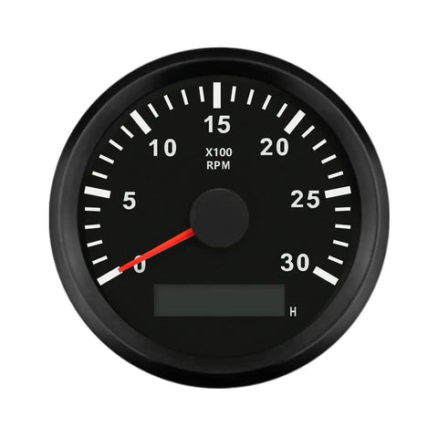 Diesel Engine Tachometer Gauge With Red Backlight 85mm 12V 24V 0 To 3000 RPM Easy Install Adjustable Idle Reliable Engine Signal Perfect For Trucks Generators And Heavy Machinery black dial with red needle
