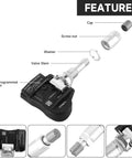 Exploded view of 315MHz TPMS Sensor Set of 4 for Mitsubishi Outlander Lancer i-MiEV and Outlander Sport Tire Pressure Monitoring System