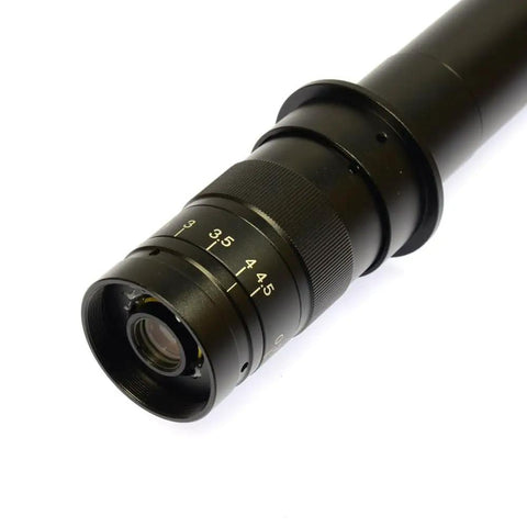 Top Shelf Black C Mount Monocular Microscope Camera Adapter Packing Ridiculously Clear Glass Optics And Smooth 180X Zoom Adjusting Wheel, close-up of eyepiece.