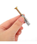 Heavy Duty Hollow Wall Anchor Kit Rock Solid Expansion Bolts For Drywall And Plaster, hand holding anchor with screw.