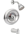 Chateau Chrome All-In-One Single-Handle Posi-Temp Eco-Performance Shower Faucet Set With Valve Included, modern chrome finish