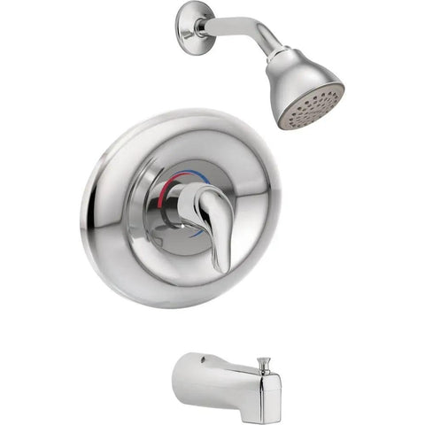 Chateau Chrome All-In-One Single-Handle Posi-Temp Eco-Performance Shower Faucet Set With Valve Included, modern chrome finish