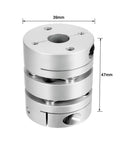 12mm By 12mm Clamp Style Motor Shaft Diaphragm Coupling Coupler For Servo And Stepper Motors, Aluminum Hubs Stainless Discs, 39mm x 47mm