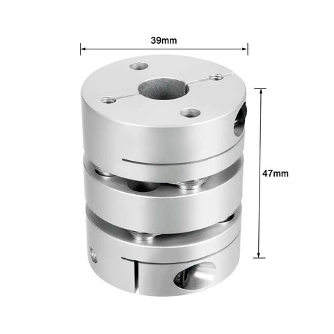 12mm By 12mm Clamp Style Motor Shaft Diaphragm Coupling Coupler For Servo And Stepper Motors, Aluminum Hubs Stainless Discs, 39mm x 47mm