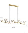 Badass Brass Bird Pendant Light Slick Modern Ceiling Fixture With Ultra Smooth Lighting And Zero Glare For Restaurants Bedrooms Offices And Hotel Hallways Game Changing Room Decor, 143cm long with decorative birds.