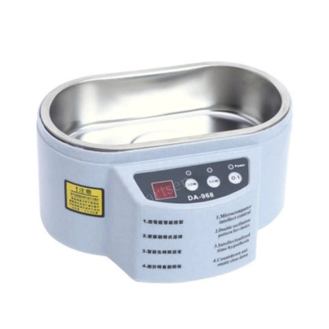 Dope Portable Digital Ultrasonic Cleaner 50W Dual Frequency Tub with stainless steel interior for cleaning jewelry and electronics.