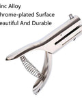 One Hole Metal Punch Tool For Crafts On The Go Circle Slot Handheld Punch with chrome-plated zinc alloy surface.