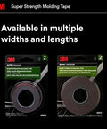 Super-Strength Molding Tape 1/2 in x 15 ft Single Roll High-Strength Double-Sided Automotive Trim Adhesive Permanent Bond for Side Moldings Emblems Interior and Exterior Vehicles 03614 available in multiple sizes.