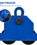 Heavy Duty I Beam Trolley With 4400 Lbs Capacity for push operation, blue paint finish, anti-rust, fits 3 to 6.5 inch flange