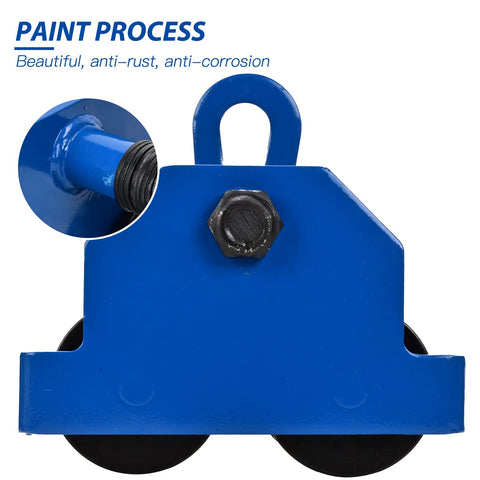 Beefy Heavy Duty 2200 Lbs Manual Push Beam Trolley For I Beam Track Adjustable 3 To 6 Inch Width steel construction