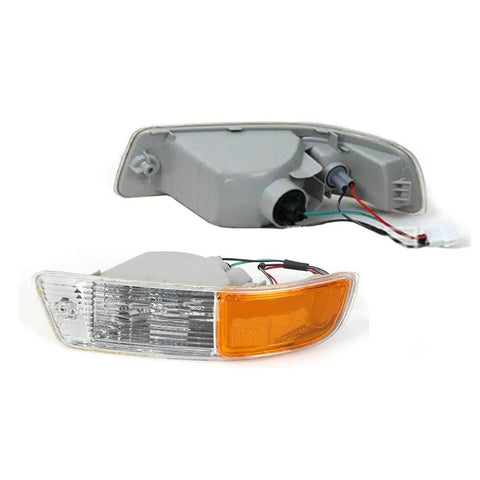 Turn Signal Light Front Corner Side Marker Pair For RAV4 1998 1999 2000 Left Driver Side And Right Passenger Side Lamp With Wires No Bulb Replacement Kit Durable ABS showing front and back views with wires attached.