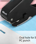 Oval Hole Puncher For Office Use 10 Sheet Capacity Adjustable Paper Depth Heavy Duty Metal Body With Positioning Scale Built In Storage Bin