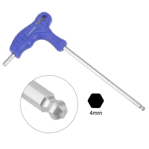 4mm Ball End Hex Key T Handle Wrench Spanner In Metric CR-V Steel Durable Chrome Vanadium With Ergonomic L Grip High Torque