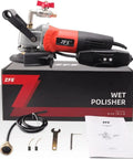 Heavy Duty 800W 110V Variable Speed 4 Inch Wet Polisher Grinder With GFCI Safety, accessories and packaging displayed