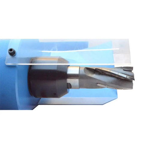 Close-up view of Heavy Duty 1.5 HP Electric Pipe Notcher With V Block Rotary Vise for precision metal fab.