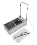 Professional Commercial Deep Fryer Oil Filtration System Cart With Heavy Duty Stainless Steel Machine And Powerful Pump, showing pump and hose.