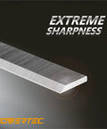 Top Shelf Six Inch Jointer Knife Blades For Delta And Jet Models Set Of Three Premium Steel Cutter Edges showing extreme sharpness.