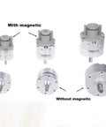 Pro Grade Single Vane Pneumatic Rotary Actuator Forty Millimeter Bore Size set of actuators with and without magnetic features.