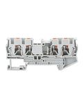 10 Pack DIN Rail Terminal Block PT4 Quattro 4 Conductor Push In Spring Clamp 32A 800V PA66 V0 Industrial Electrical Connectors Gray