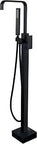 Freestanding Tub Filler Trim Kit With Handheld Shower And Floor Mounted Faucets, Two Water Outlet Modes, Matte Black Finish