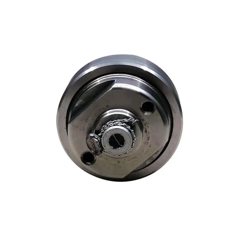 AC40 One Quarter Inch Hydraulic Pressure Accumulator With Integrated Solenoid Valve, top view of metal component, industrial use.