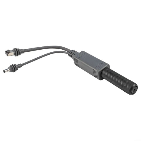 Power Over Ethernet Splitter For Mini Systems Keeps Your Setup Clean With One Cable Delivering Power And Data IP68 Rated 10 100 1000 Mbps Network Up To 100 Meters Ideal For Compact Home And Office Installations. black PoE splitter with RJ45 and DC connectors