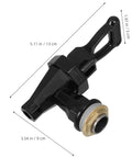 Heavy Duty Black Plastic Cooler Faucet And Reusable Spigot Tap With Leak Proof Seal For Water Buckets Party Coolers Beverage Dispenser showing detailed dimensions.