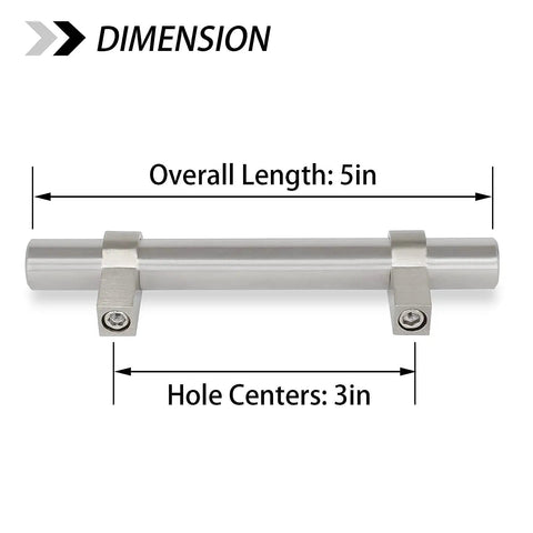 Dimensions of 25 Pack 3 Inch Brushed Nickel Cabinet Pulls Satin Nickel Kitchen Drawer Handles with 3 inch hole centers
