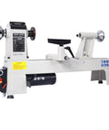 Top Shelf Benchtop Wood Lathe Machine Packing A Beefy 3/4 Horsepower Motor With Sweet 650 To 3800 RPM Adjustments, Generous 12 Inch Swings And Roomy 18 Inch Reach For Serious Woodturners, side view of machine.