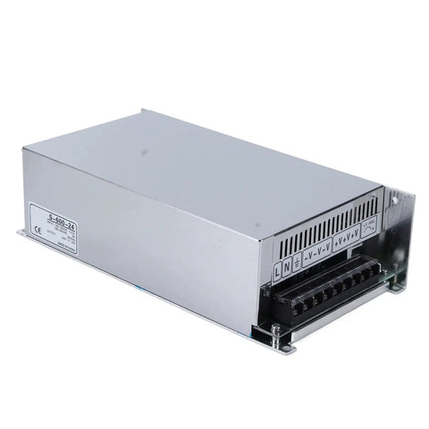 Beefy 600W DC Switching Power Supply For Industrial Automation, Reliable Converter With LED Indicators, Aluminum Alloy Enclosure, Wide 100 To 240V AC Input, Quiet, Efficient Performance For LEDs And Control Systems front view