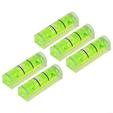 Set of five square bubble levels measuring 8x8x26mm, designed for accurate horizontal measurements. Square Bubble Level for Horizontal Hanging Measurement.
