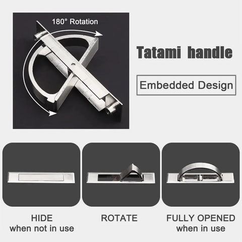 2 Pack Stealthy Invisible Cabinet Drawer Handle 180 Degree Rotating Hidden Concealed Grip Pulls Zinc Alloy Embedded Design