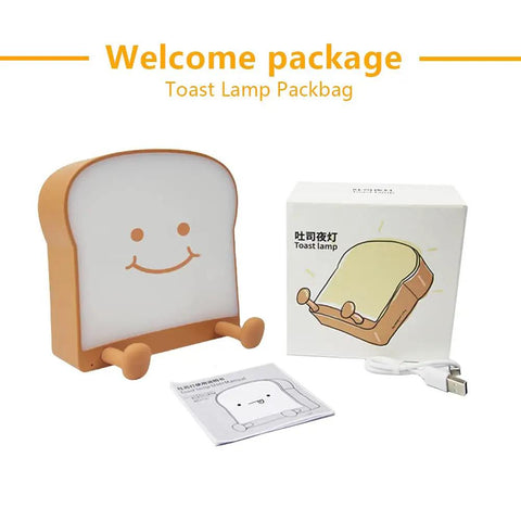 Toast Shaped Night Light With Cute Smile Face Double Or Single Side LED Toast Lamp Warm 4000K Eye Friendly Lit Glow For Bedroom