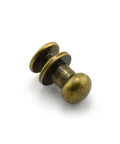 30 Pack Brass Head Chicago Screws With Nickel Plating, Rock Solid Slotted Round Head Binding Posts, Rust Free Blind Fasteners And Nail Rivets For Leathercraft, Tool Repair, And Savage Project Builds - detailed view of a brass head screw.