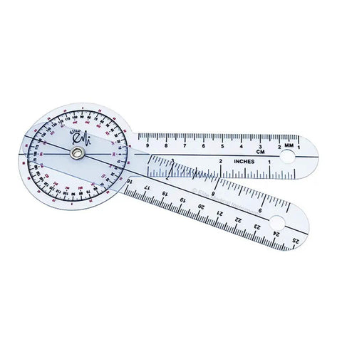 Three Piece Goniometer Set With 12 Inch, 8 Inch, And 6 Inch Plastic Goniometers Plus Handy Carrying Case For Precise Joint Range Of Motion Measurements And Rehab Workouts, plastic goniometer