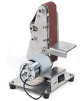 Electric Mini Belt Sander Heavy Benchtop Grinder And Polisher Sporting 9000Rpm Adjustable Speed with aluminum body and motor.