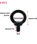Workhorse M10 Shoulder Lifting Eye Bolts 10 Pack Stainless Steel with dimensions 42mm height and 25mm diameter for rigging jobs.