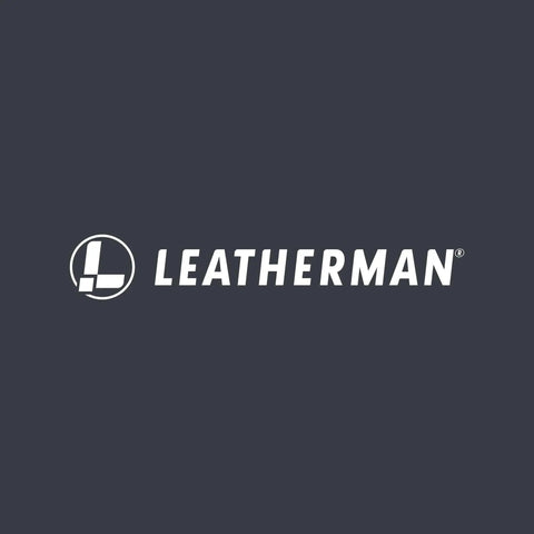 Leatherman logo on dark background representing the brand for Interchangeable Bit Holder Kit For One Quarter Inch And Standard Hex Bits With Torx And Phillips, Includes Double Sided Steel Bits, Hex Keys, And More For DIY, Home Improvement, And Everyday Handyman Projects.