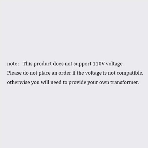 Warning text about voltage compatibility for the Pro Grade 220V 3D Printer Enclosure With Vent Openings, Dust And Water Resistant Cover.