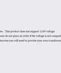 Product voltage compatibility warning for 3D Printer Enclosure With Ventilation, LED Lighting, And Dustproof Cabinet, Quiet As Heck Noise Reducing Printer Housing For Makers With Thermometer And Hygrometer, High Efficiency Triple Layer Filtration For Better Prints.