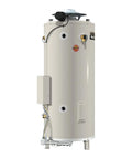 Commercial Natural Gas Tank Water Heater With Electronic Ignition 32 Gallon Capacity 199900 BTU side view with control panel.
