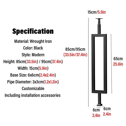Eight Piece Metal Baluster Kit For Outdoor Deck And Porch Railing Featuring No Sweat Install and Badass Hold Strength for a 85cm black wrought iron baluster specification.