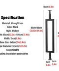 Specifications for Tough As Nails Black Metal Stair Railing Balusters, rustproof wrought iron, heights 85cm and 95cm.